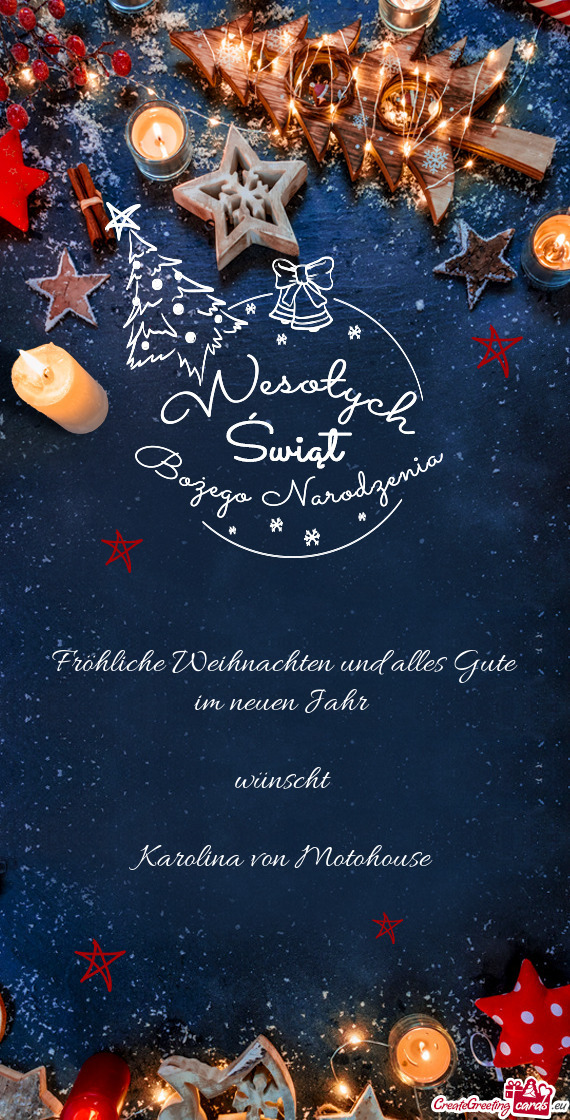 Fröhliche Weihnachten und alles Gute im neuen Jahr  wünscht  Karolina von Motohouse