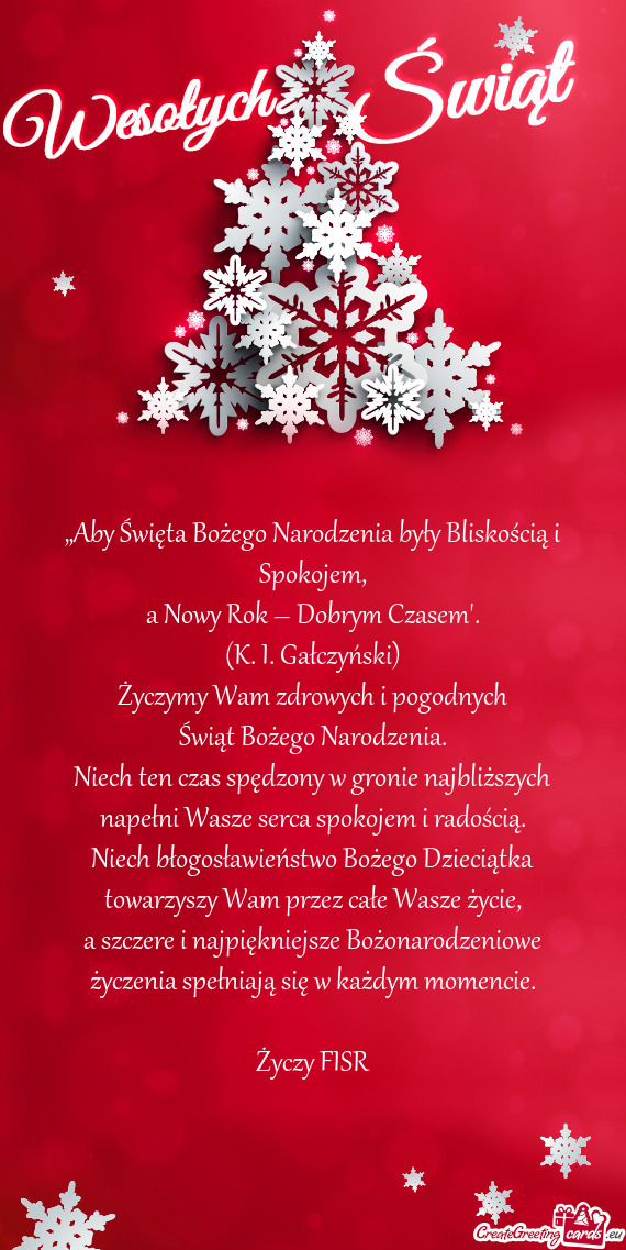 Gałczyński) Życzymy Wam zdrowych i pogodnych Świąt Bożego Narodzenia