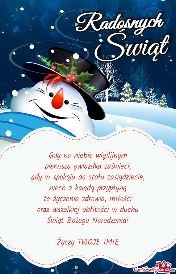 Gdy na niebie wigilijnym  pierwsza gwiazdka zaświeci,  gdy w spokoju do