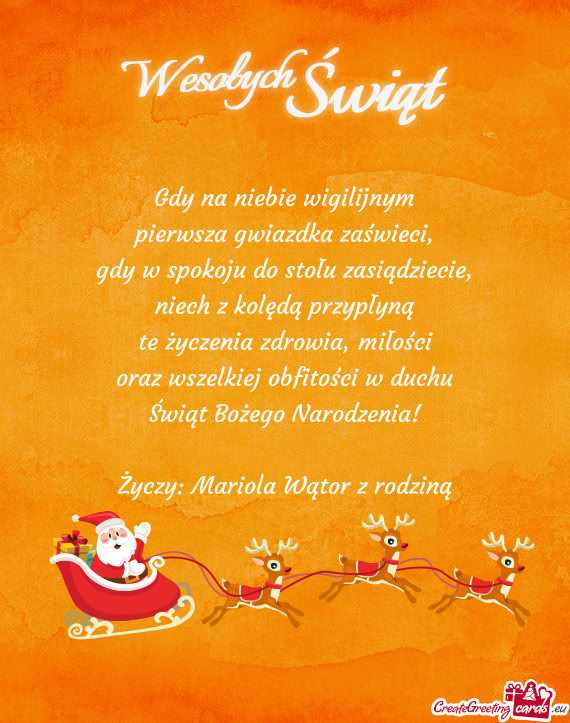 Gdy na niebie wigilijnym  pierwsza gwiazdka zaświeci,  gdy w spokoju do