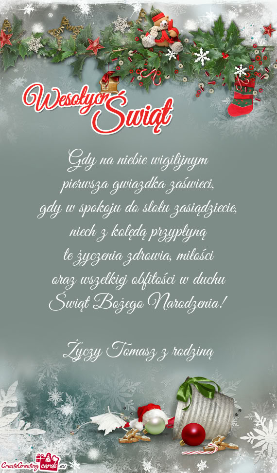 Gdy na niebie wigilijnym  pierwsza gwiazdka zaświeci,  gdy w spokoju do