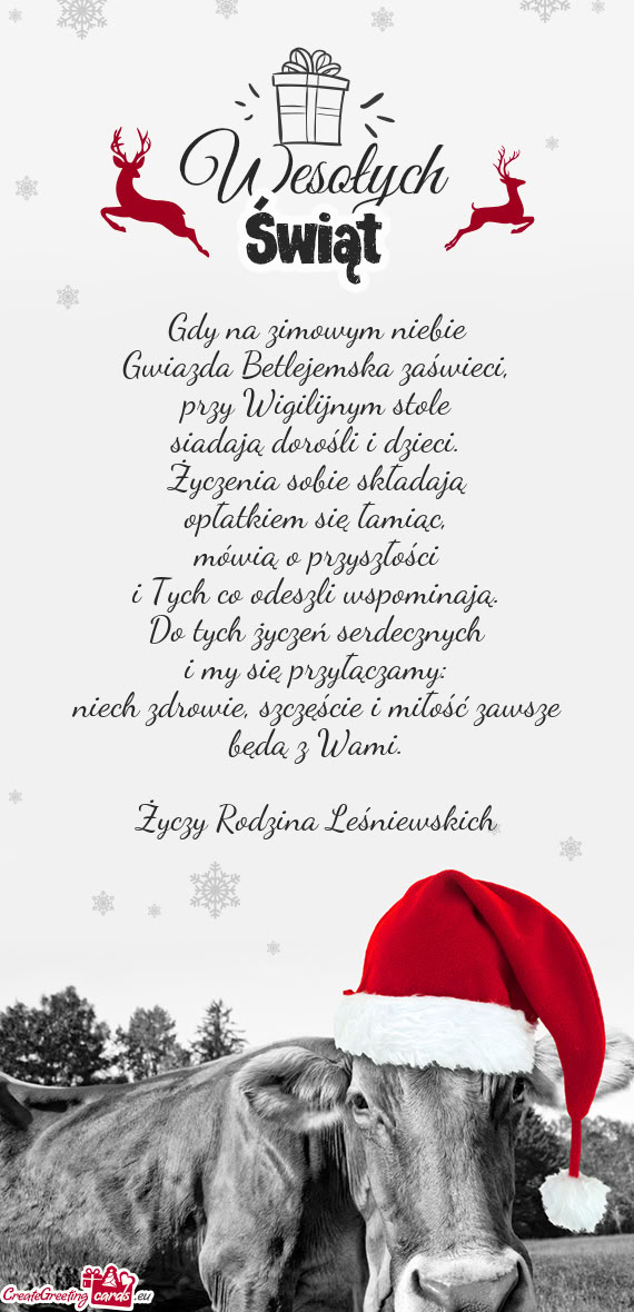 Gdy na zimowym niebie  Gwiazda Betlejemska zaświeci,  przy Wigilijnym stole