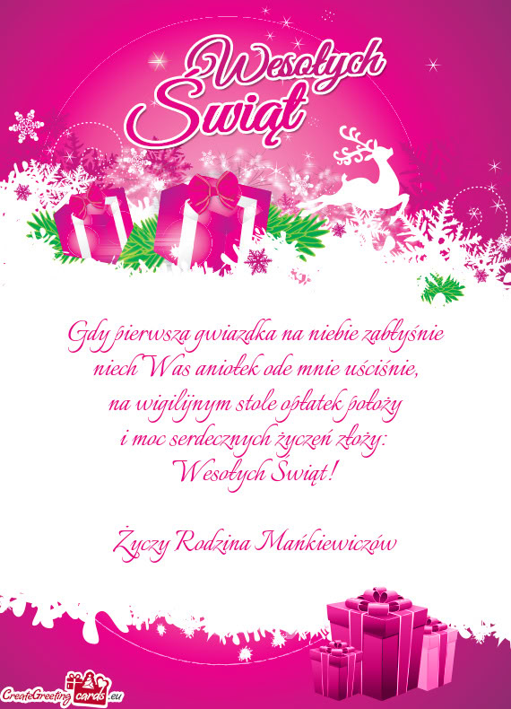 Gdy pierwsza gwiazdka na niebie zabłyśnie  niech Was aniołek ode mnie