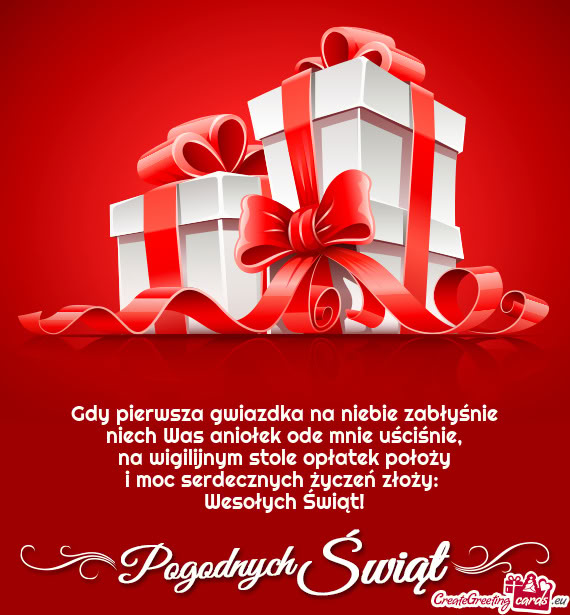 Gdy pierwsza gwiazdka na niebie zabłyśnie  niech Was aniołek ode mnie