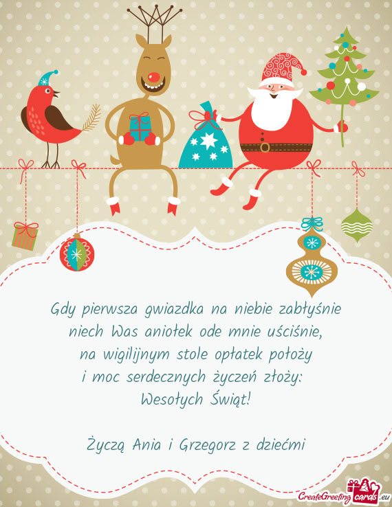 Gdy pierwsza gwiazdka na niebie zabłyśnie  niech Was aniołek ode mnie