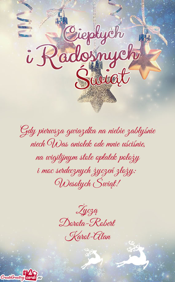 Gdy pierwsza gwiazdka na niebie zabłyśnie  niech Was aniołek ode mnie