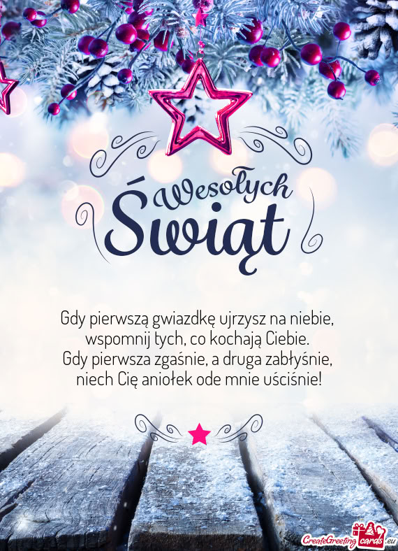 Gdy pierwszą gwiazdkę ujrzysz na niebie,   wspomnij tych, co kochają