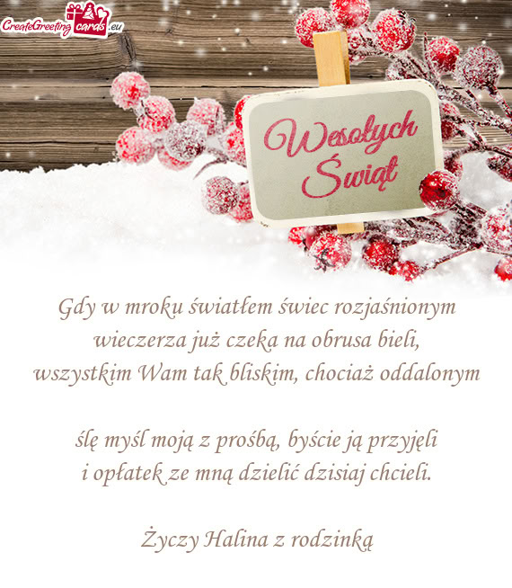 Gdy w mroku światłem świec rozjaśnionym  wieczerza już czeka na obrusa