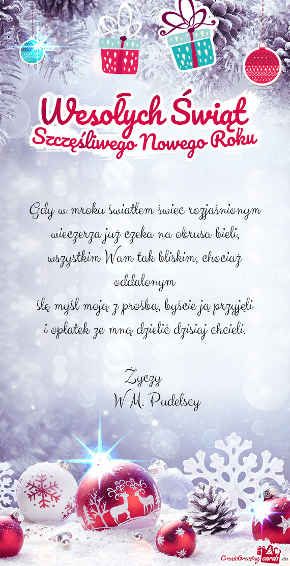 Gdy w mroku światłem świec rozjaśnionym  wieczerza już czeka na obrusa