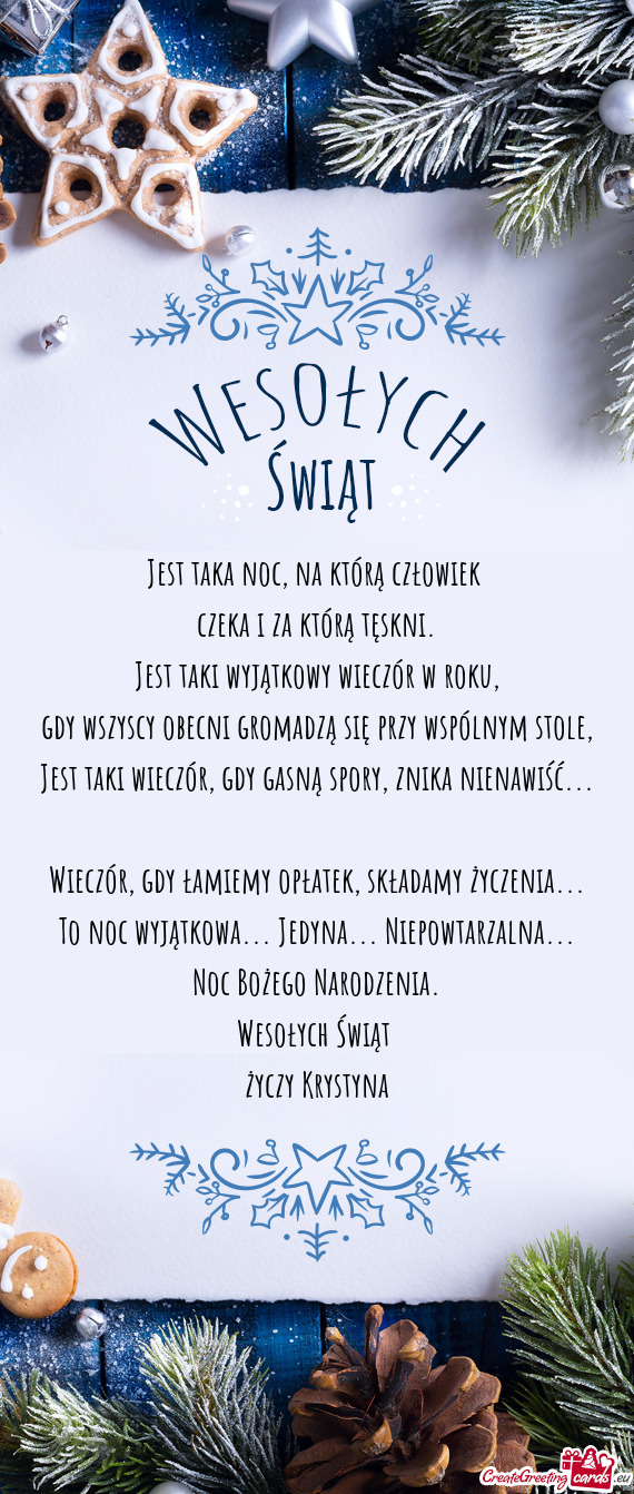 Gdy wszyscy obecni gromadzą się przy wspólnym stole, Jest taki wieczór, gdy gasną spory, znika