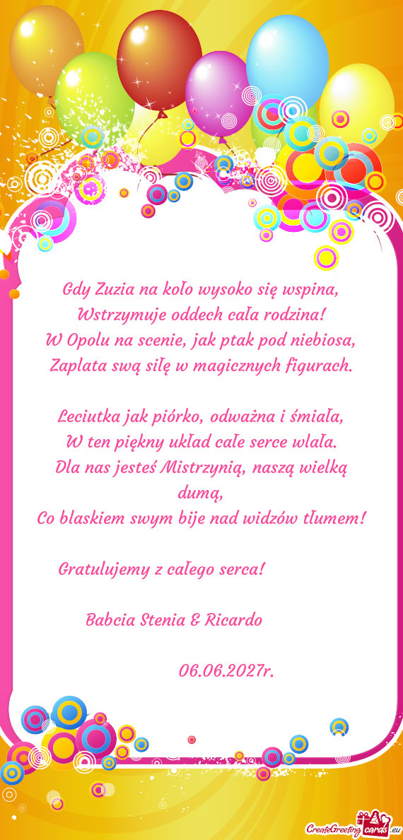Gdy Zuzia na koło wysoko się wspina