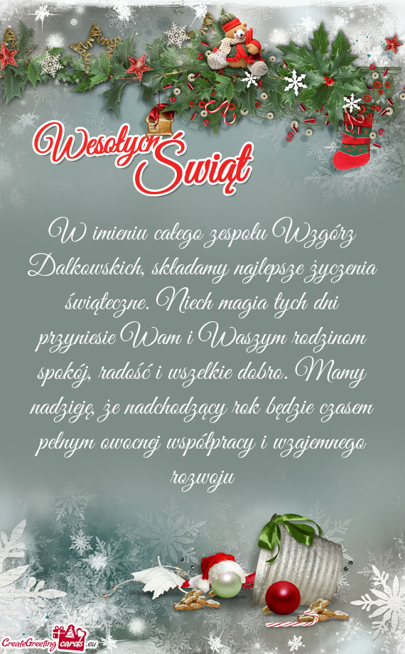 Gia tych dni przyniesie Wam i Waszym rodzinom spokój, radość i wszelkie dobro. Mamy nadzieję, ż