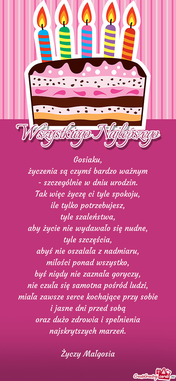 Gosiaku, życzenia