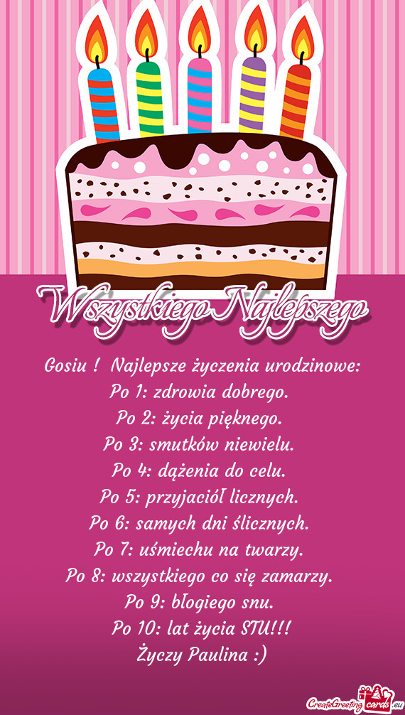 Gosiu ! Najlepsze życzenia urodzinowe