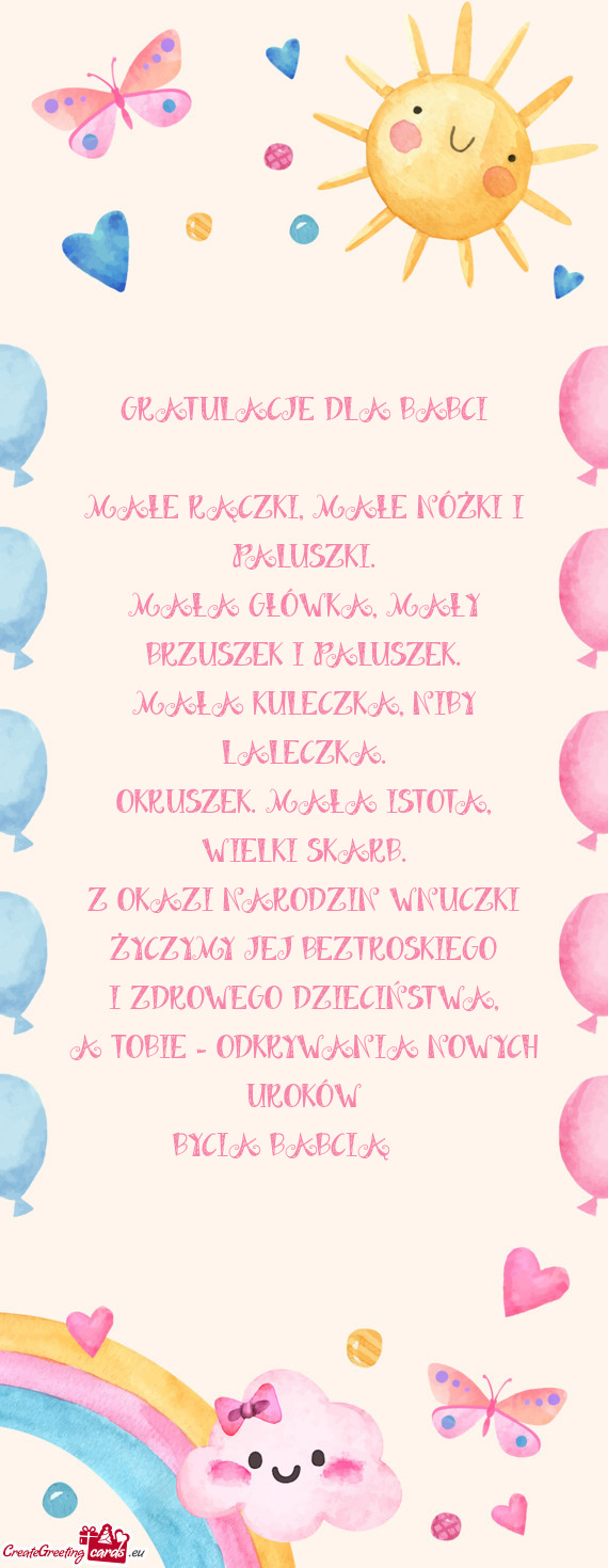 GRATULACJE DLA BABCI MAŁE RĄCZKI
