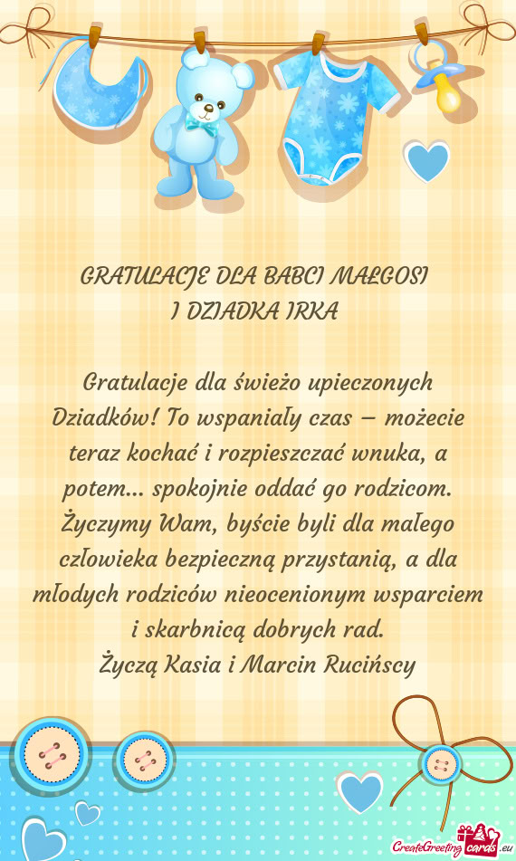 GRATULACJE DLA BABCI MAŁGOSI