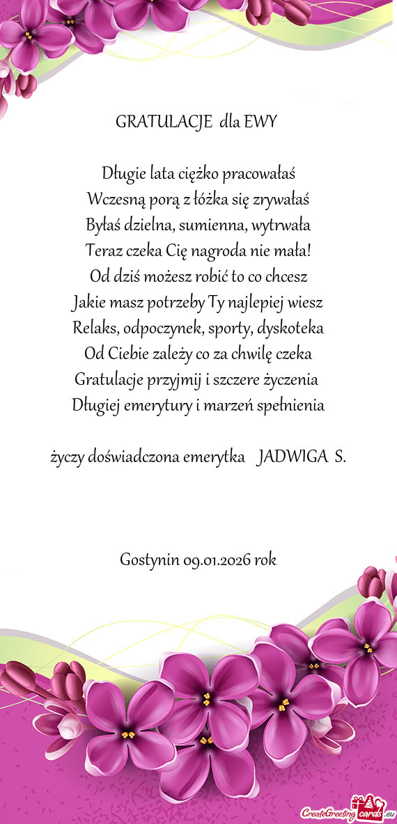 GRATULACJE dla EWY