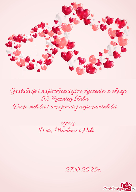 Gratulacje i najserdeczniejsze życzenia z okazji 52 Rocznicy Ślubu 🥂🍾💐