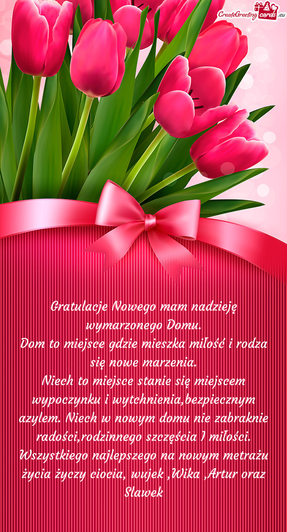 Gratulacje Nowego mam nadzieję wymarzonego Domu