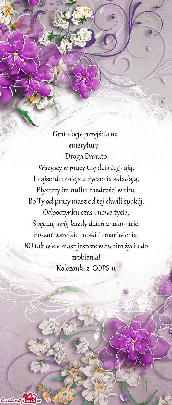 Gratulacje przejścia na