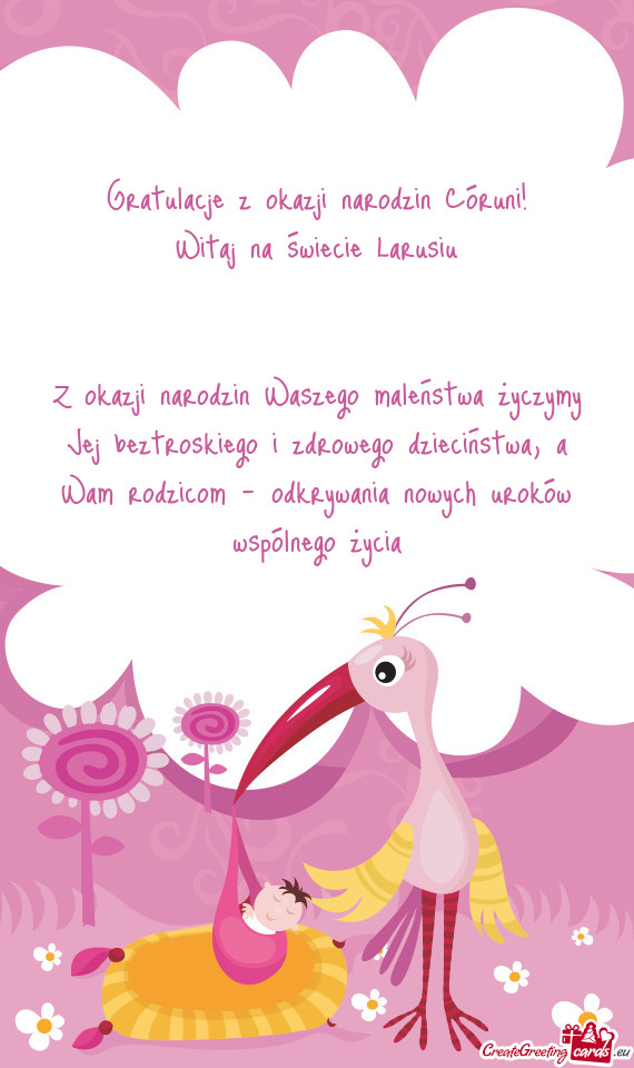Gratulacje z okazji narodzin Córuni