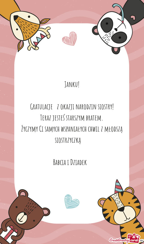Gratulacje🎉 z okazji narodzin siostry