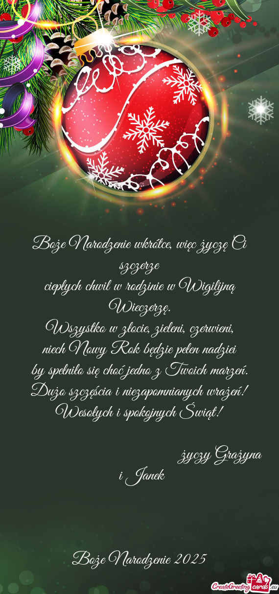 Grażyna i Janek  Boże Narodzenie 2025