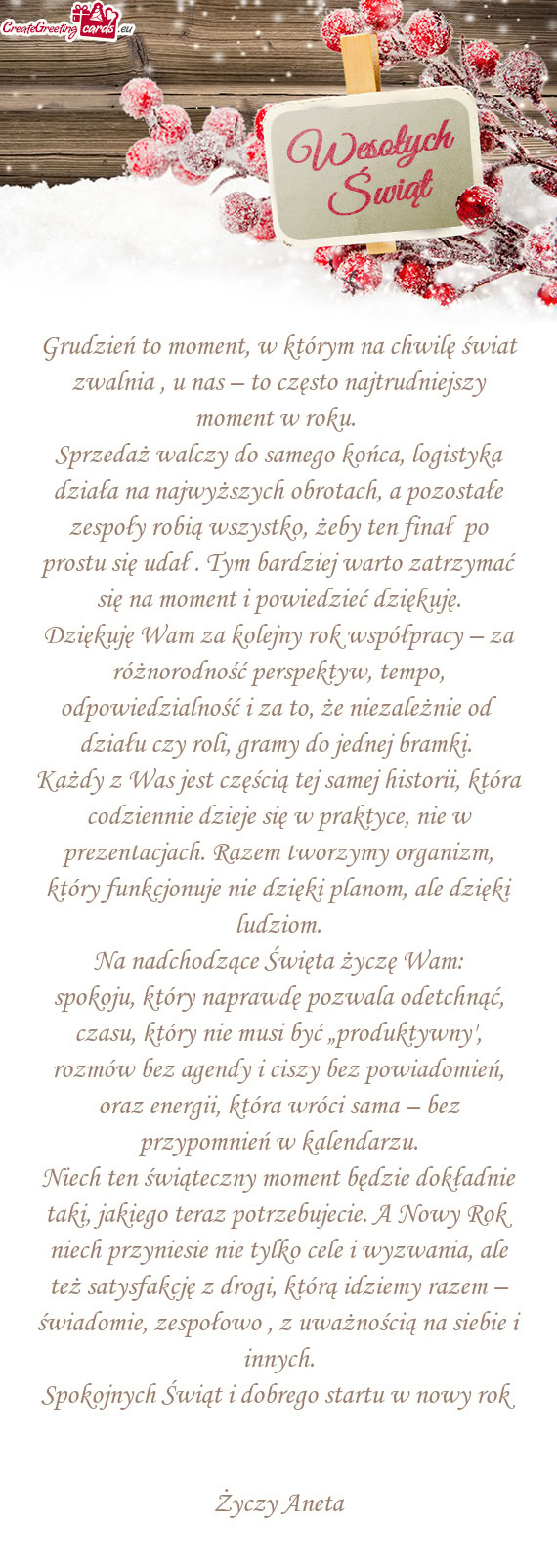 Grudzień to moment, w którym na chwilę świat zwalnia , u nas – to często najtrudniejszy momen