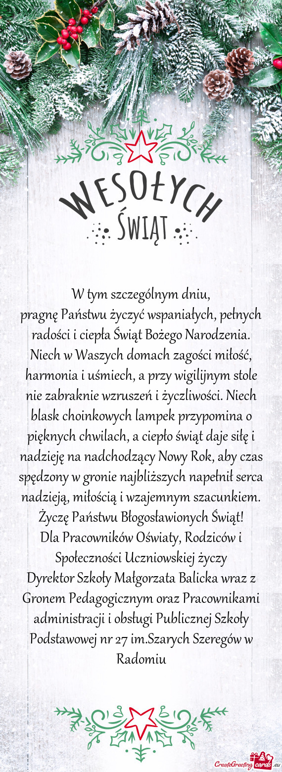 H w Waszych domach zagości miłość, harmonia i uśmiech, a przy wigilijnym stole nie zabraknie wz