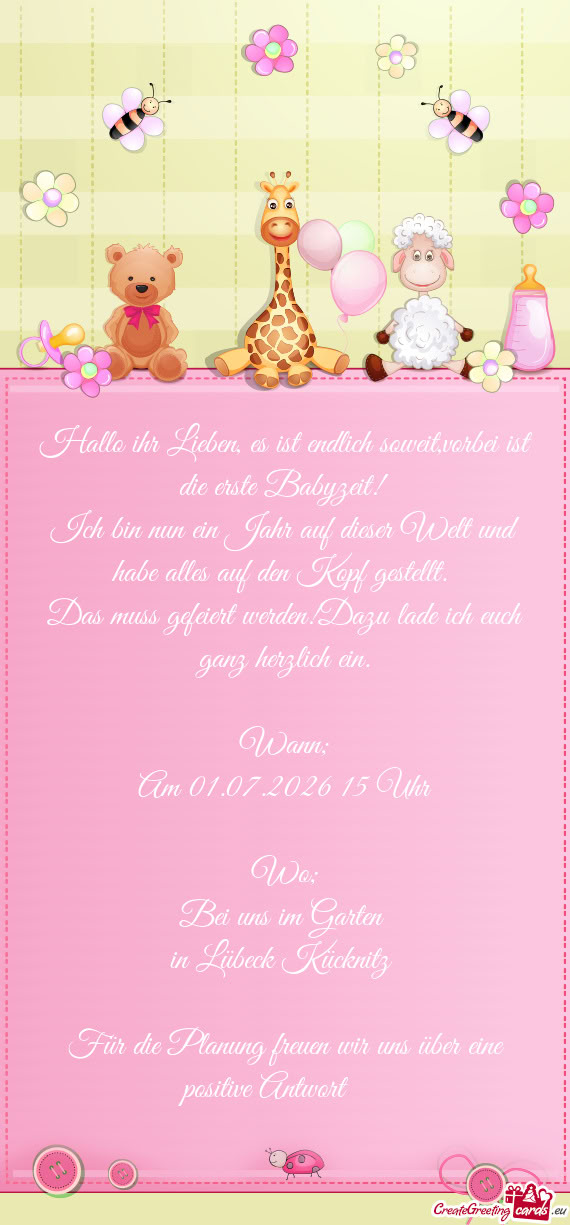 Hallo ihr Lieben, es ist endlich soweit,vorbei ist die erste Babyzeit
