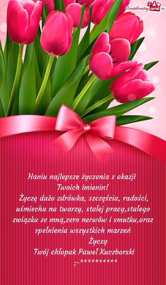 Haniu najlepsze życzenia z okazji