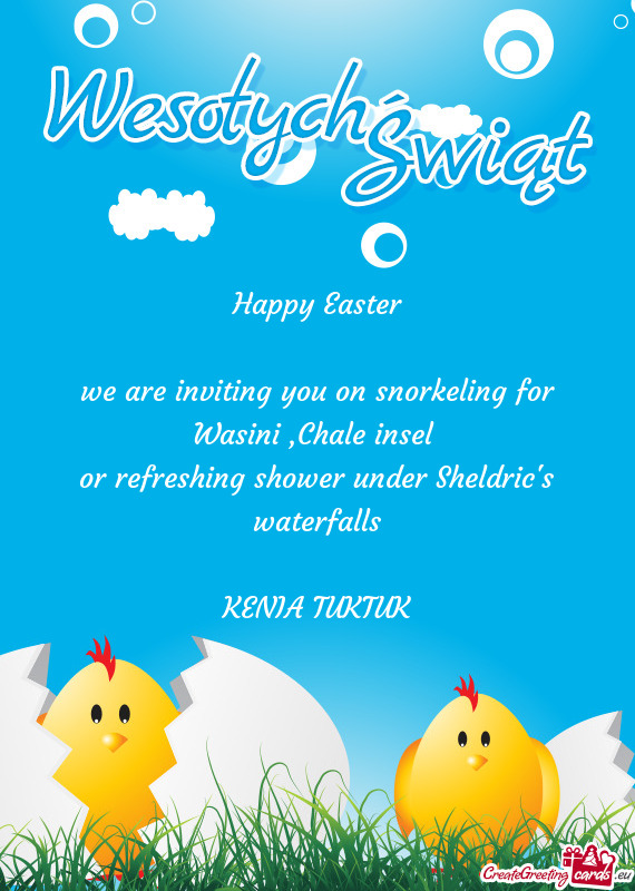 Happy Easter    we are inviting you on snorkeling for