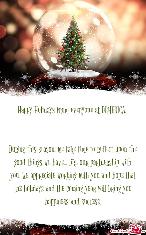 Happy Holidays from everyone at DRMEDICA