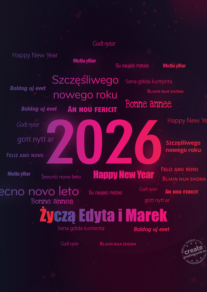 Happy new year Życzą Edyta i Marek