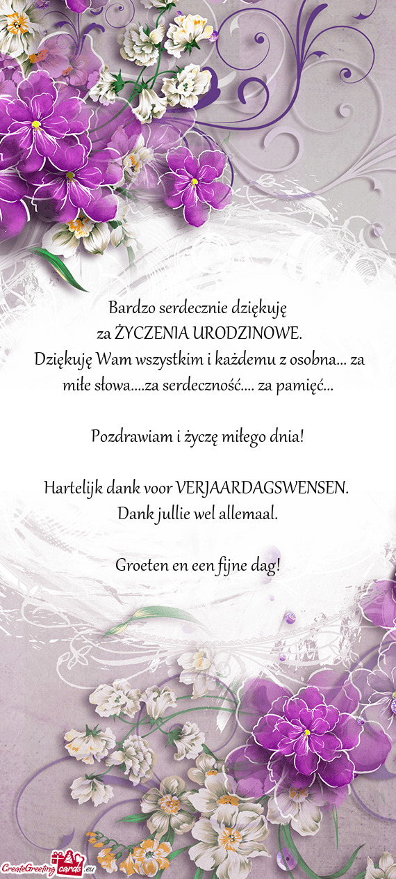 Hartelijk dank voor VERJAARDAGSWENSEN