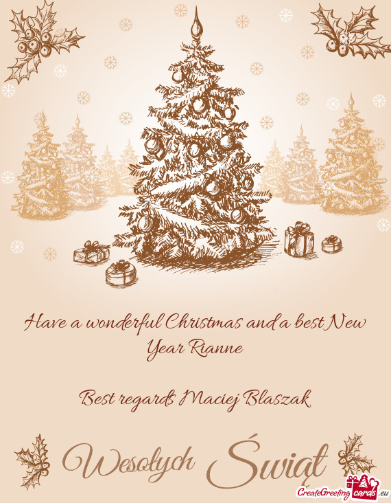 Have a wonderful Christmas and a best New Year Rianne