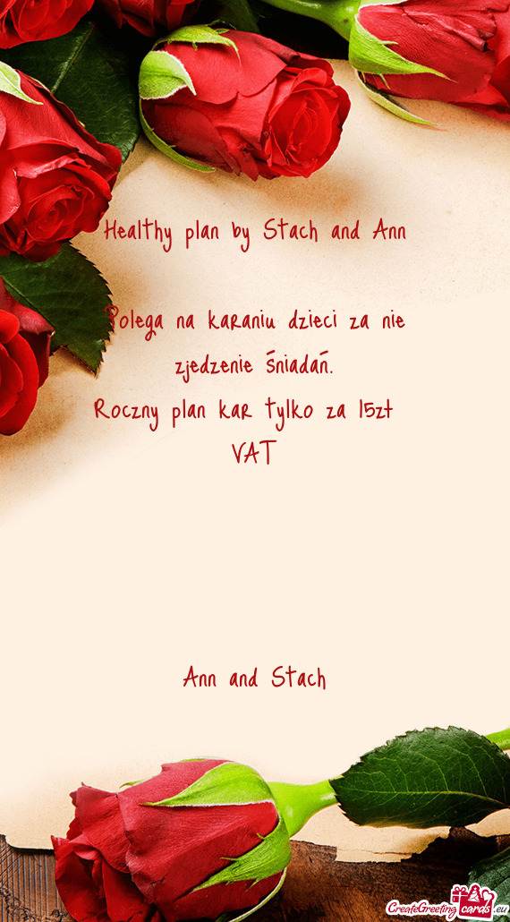 Healthy plan by Stach and Ann