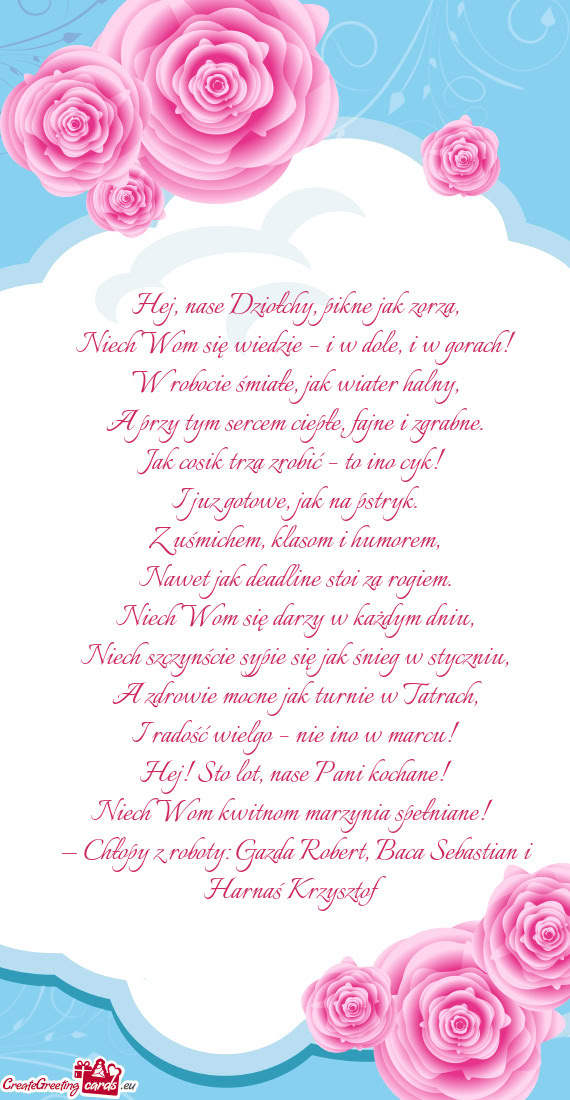 Hej, nase Dziołchy, pikne jak zorza