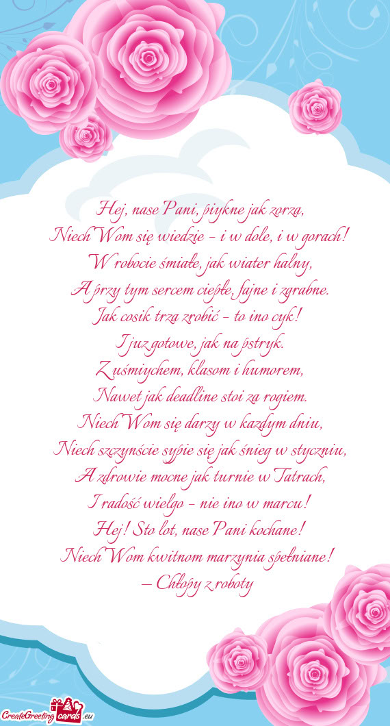 Hej, nase Pani, piykne jak zorza