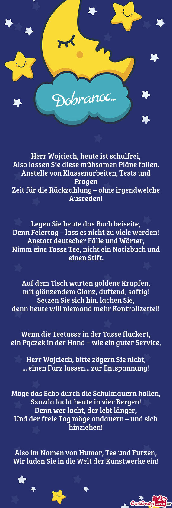 Herr Wojciech, heute ist schulfrei