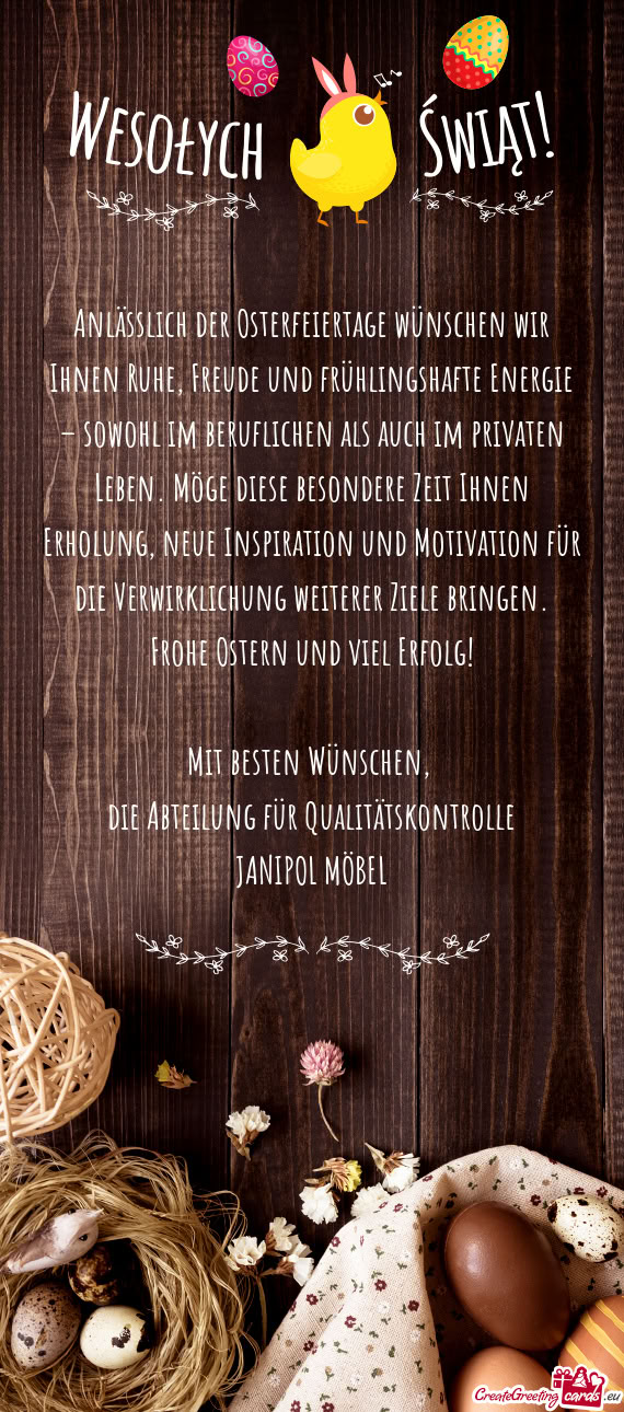 Hl im beruflichen als auch im privaten Leben. Möge diese besondere Zeit Ihnen Erholung, neue Inspir