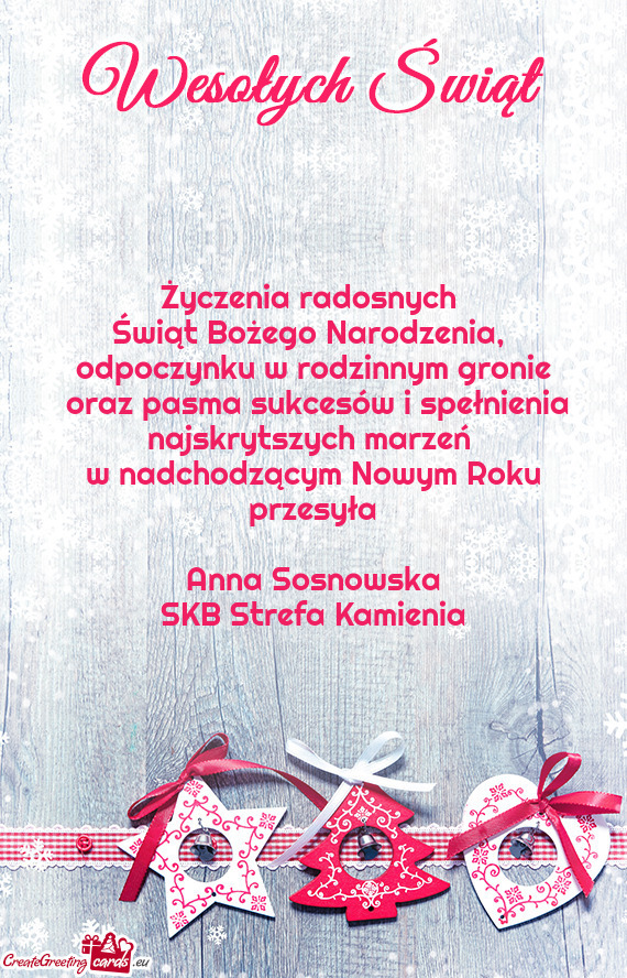 Hodzącym Nowym Roku przesyła  Anna Sosnowska SKB Strefa Kamienia