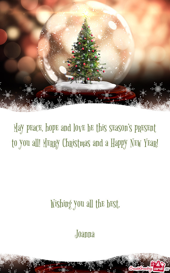 Hope and love be this season’s present to you all! Merry Christmas and a Happy New Year!
 
 Wishi