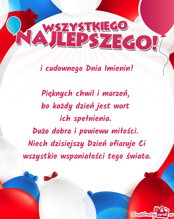 I cudownego Dnia Imienin! Pięknych chwil i marzeń