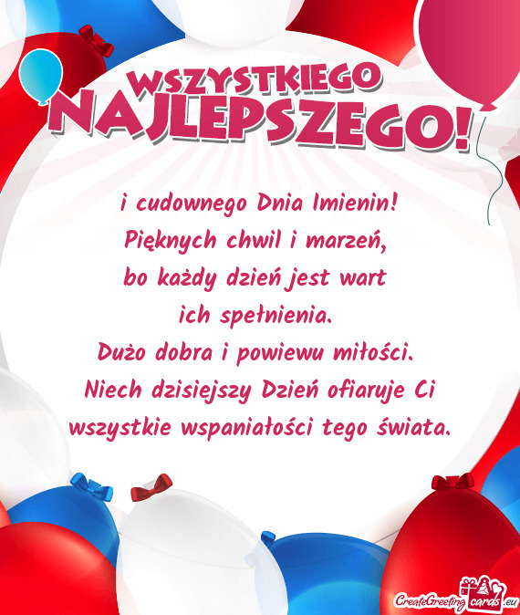 I cudownego Dnia Imienin