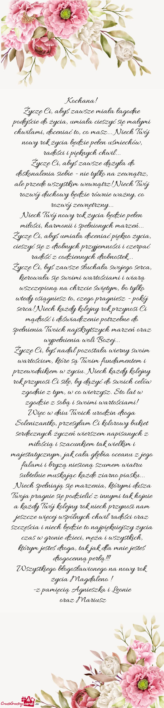 I, doceniać to, co masz... Niech Twój nowy rok życia będzie pełen uśmiechów, radości i pięk