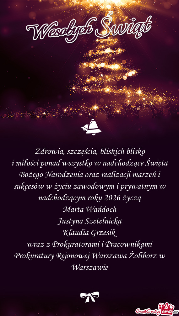 I miłości ponad wszystko w nadchodzące Święta Bożego Narodzenia oraz realizacji marzeń i sukc