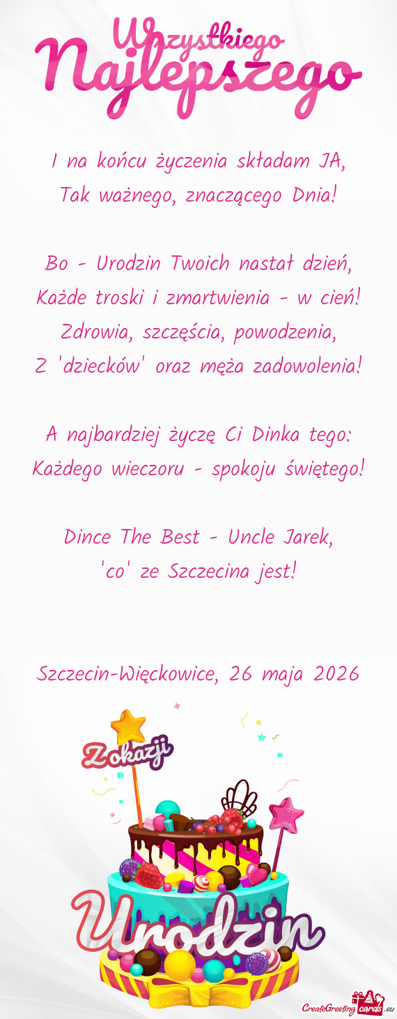 I na końcu życzenia składam JA