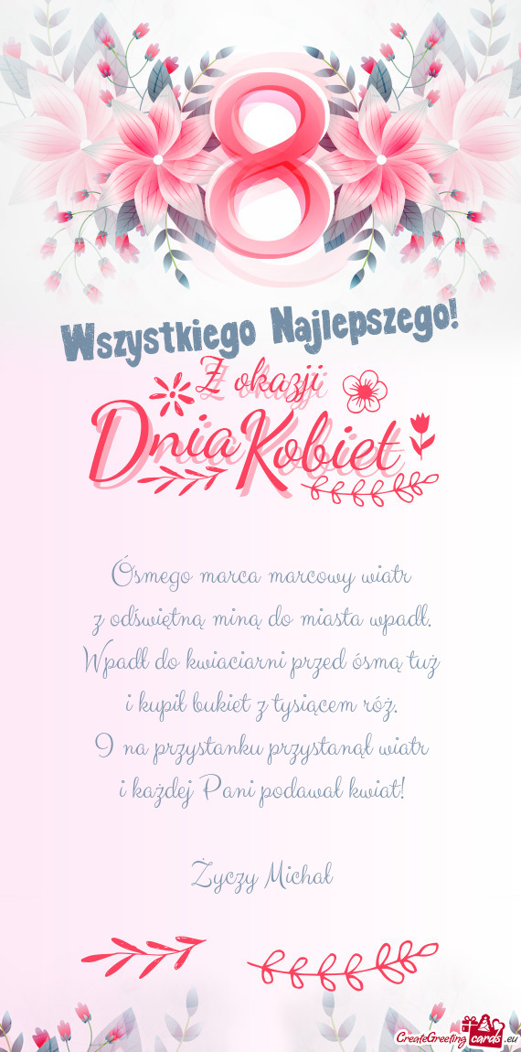 I na przystanku przystanął wiatr i każdej Pani podawał kwiat! Michał