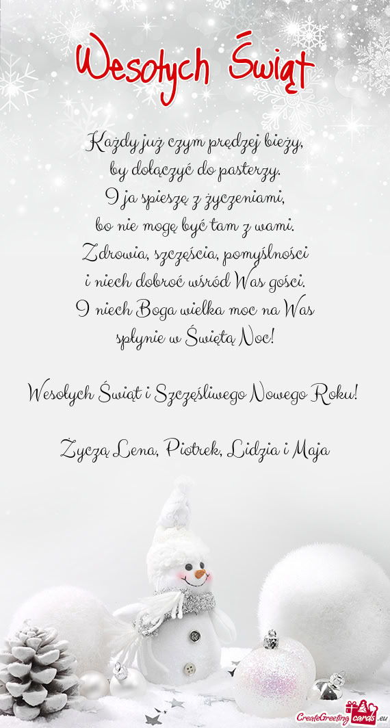 I niech Boga wielka moc na Was spłynie w Świętą Noc! Wesołych Świąt i Szczęśliwego No
